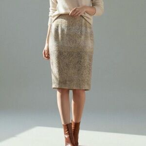 NWT Anne Klein Snake Print Pencil Skirt Size 8 Metallic